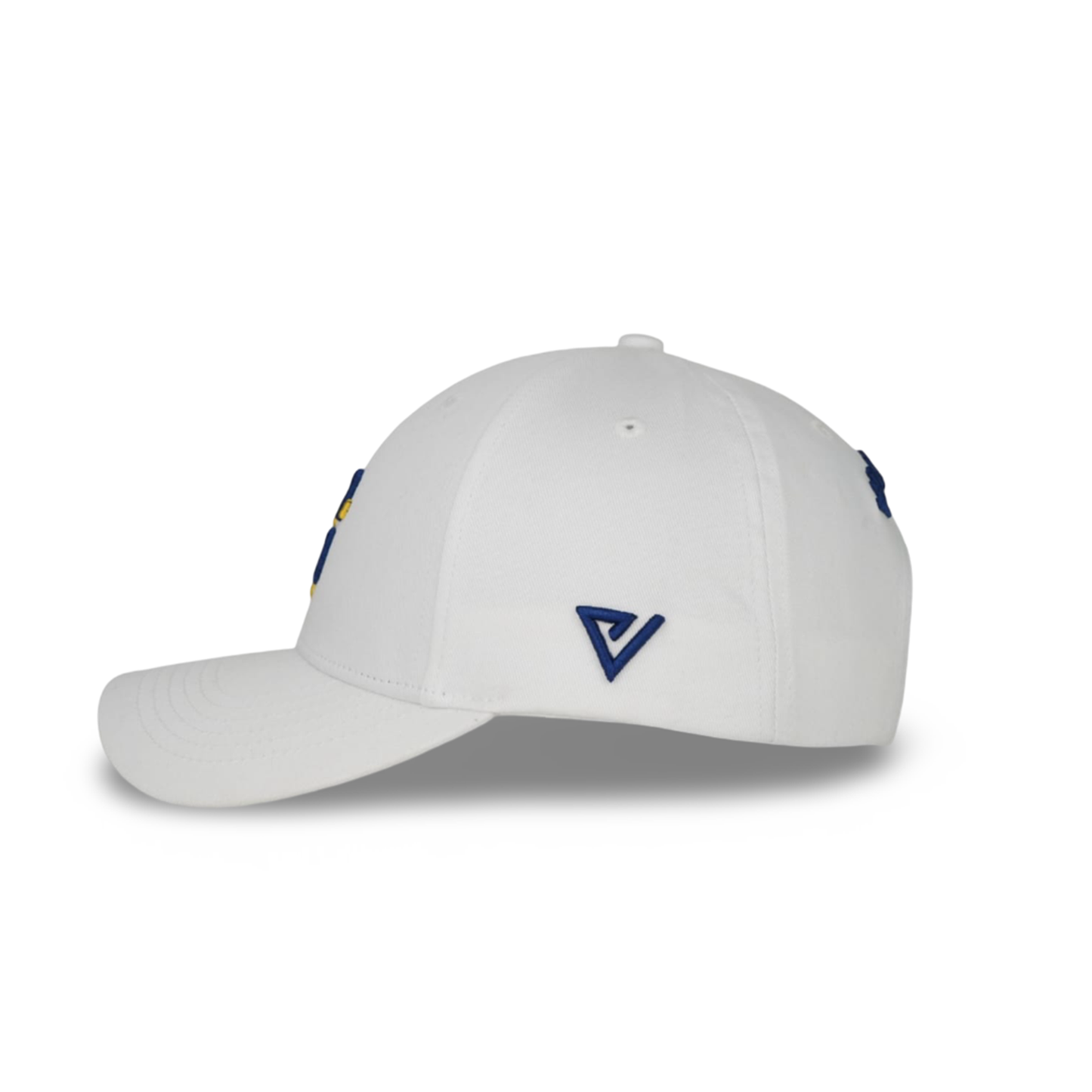 
                  
                    White baseball cap by valientecaps featuring a curved brim and adjustable strap, shown from front view.
                  
                