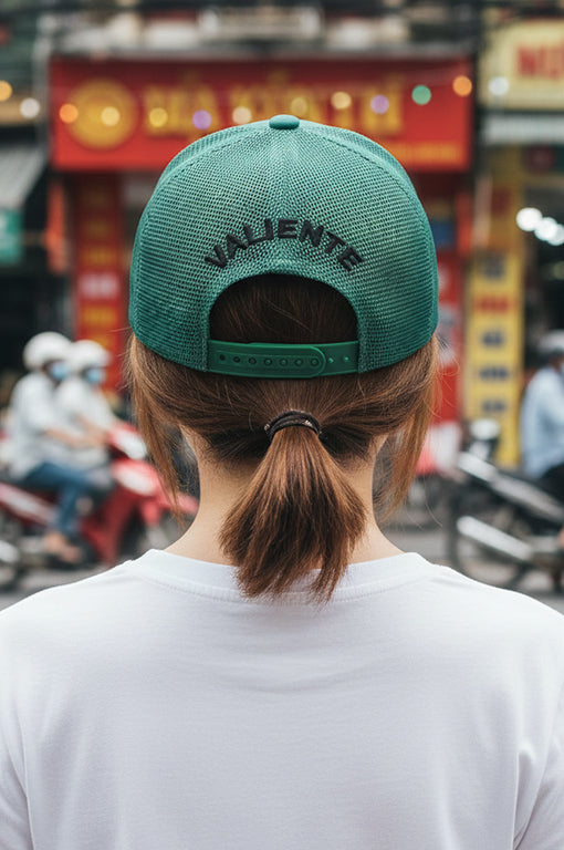 
                  
                    "One Day at a Time" Trucker Hat Premium Rubber Logo
                  
                