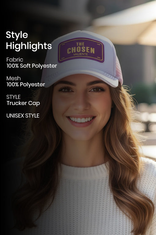 
                  
                    "The Chosen" Trucker Hat Premium Rubber Logo
                  
                