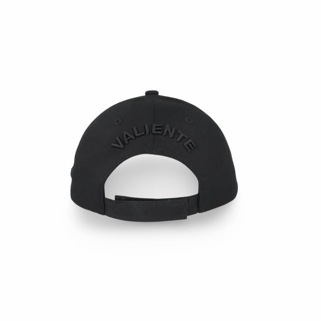 
                  
                    Black GT baseball cap by valientecaps, classic hat with curved brim and adjustable strap, shown from a front angle.
                  
                