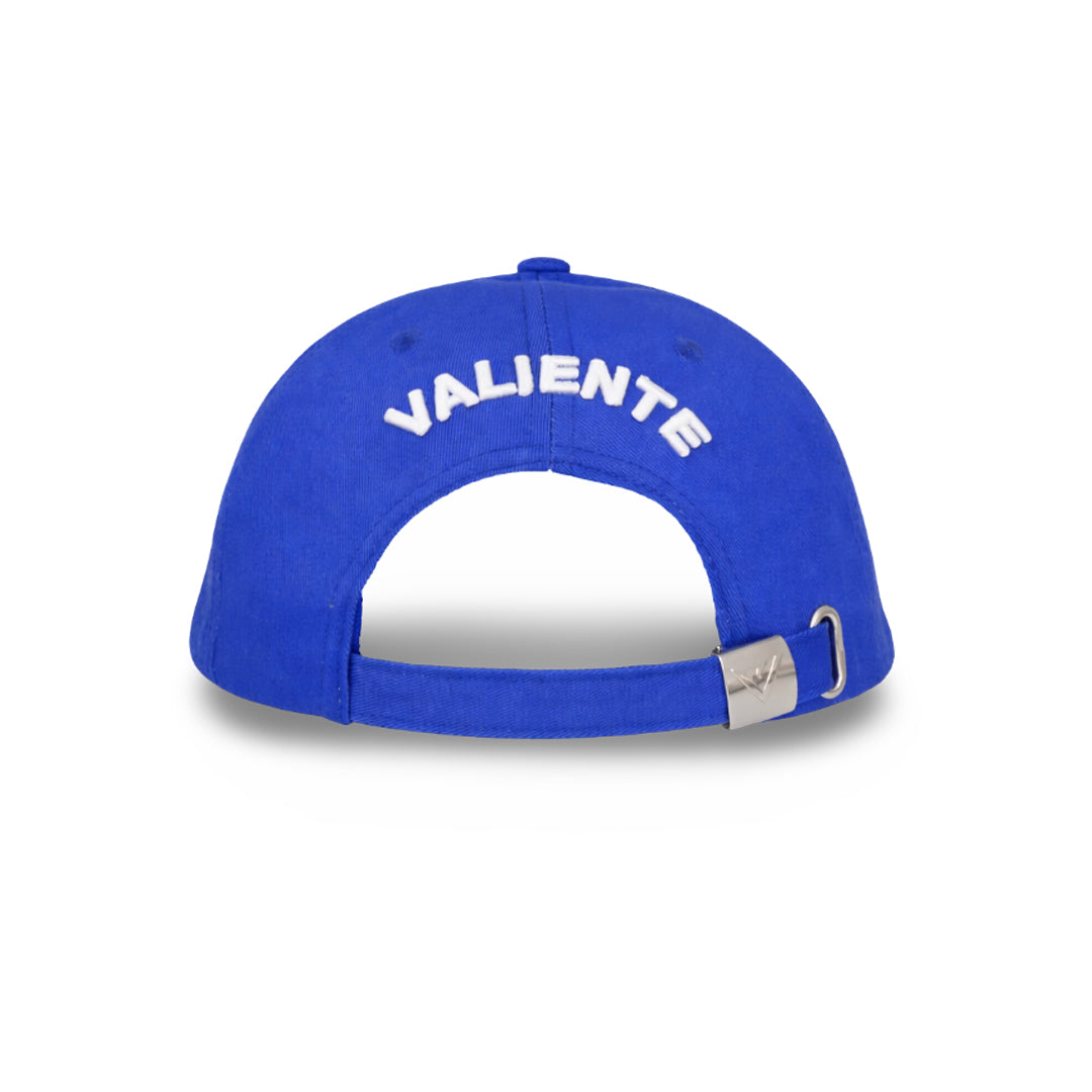 
                  
                    Valientecaps Kings Classic Blue baseball cap with adjustable strap and embroidered logo, front view.
                  
                