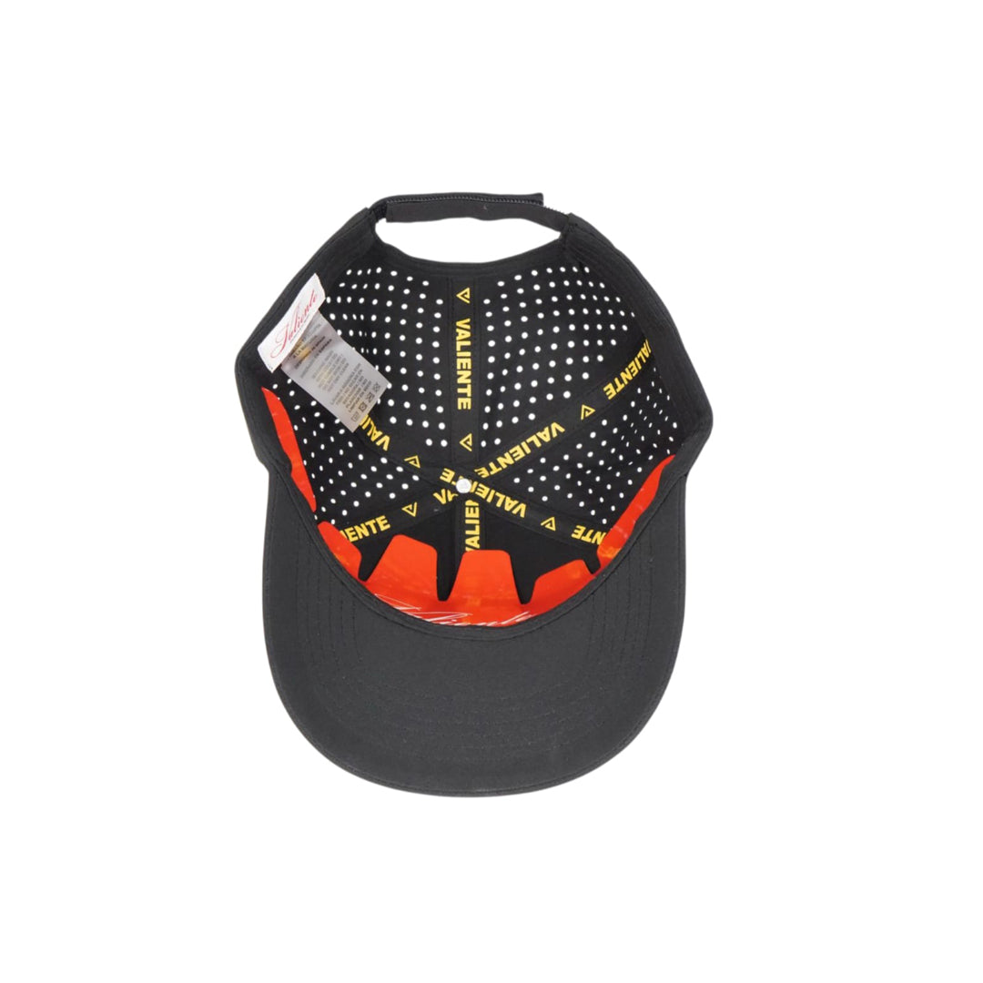 
                  
                    Punjab King black cap by valientecaps featuring a classic baseball style with a curved brim and adjustable strap.
                  
                