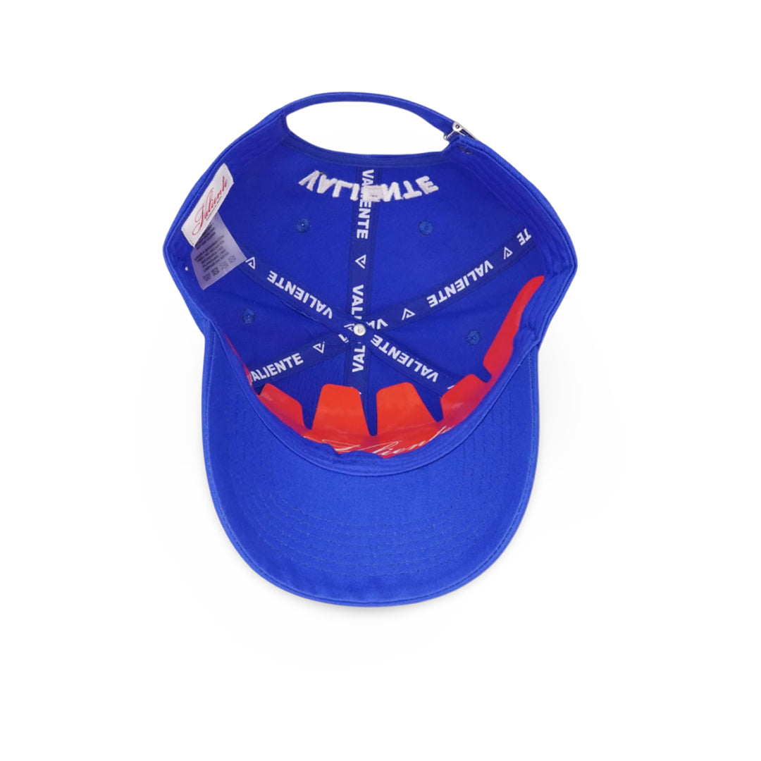 
                  
                    Valientecaps Kings Classic Blue cap with adjustable strap and embroidered logo, front view showing vibrant blue color and stitching details.
                  
                