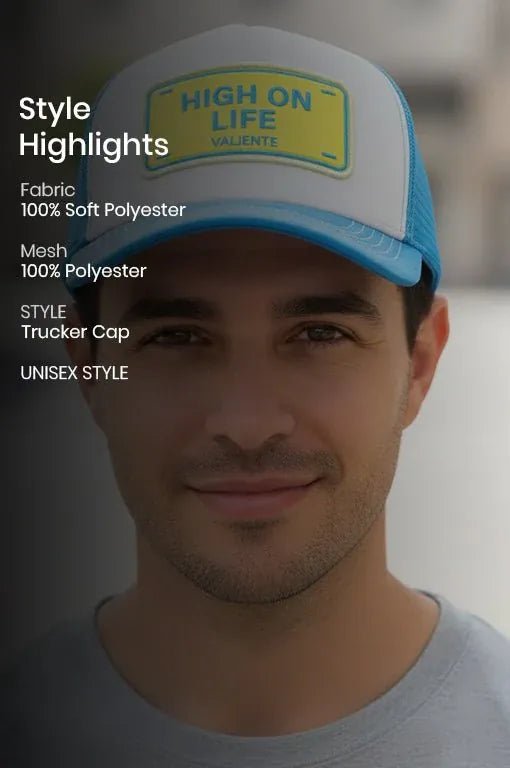 
                  
                    "High on Life" Trucker Hat Premium Rubber Logo - valientecaps
                  
                