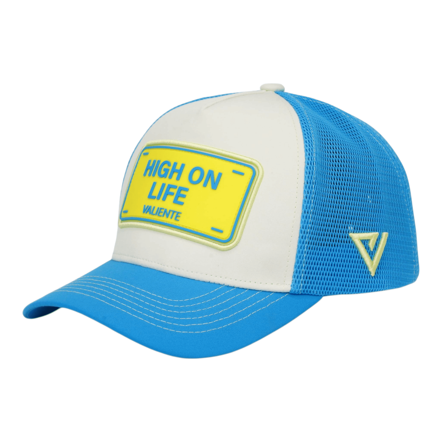 "High on Life" Trucker Hat Premium Rubber Logo - valientecaps