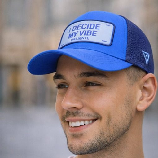 "I Decide My Vibe" Trucker Hat Premium Rubber Logo - valientecaps