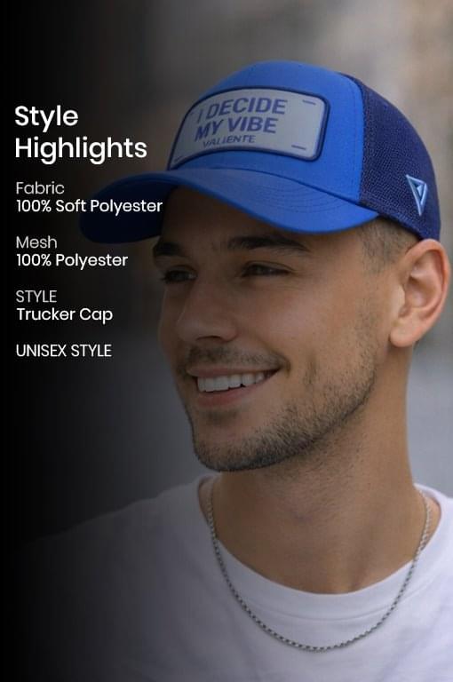 
                  
                    "I Decide My Vibe" Trucker Hat Premium Rubber Logo - valientecaps
                  
                