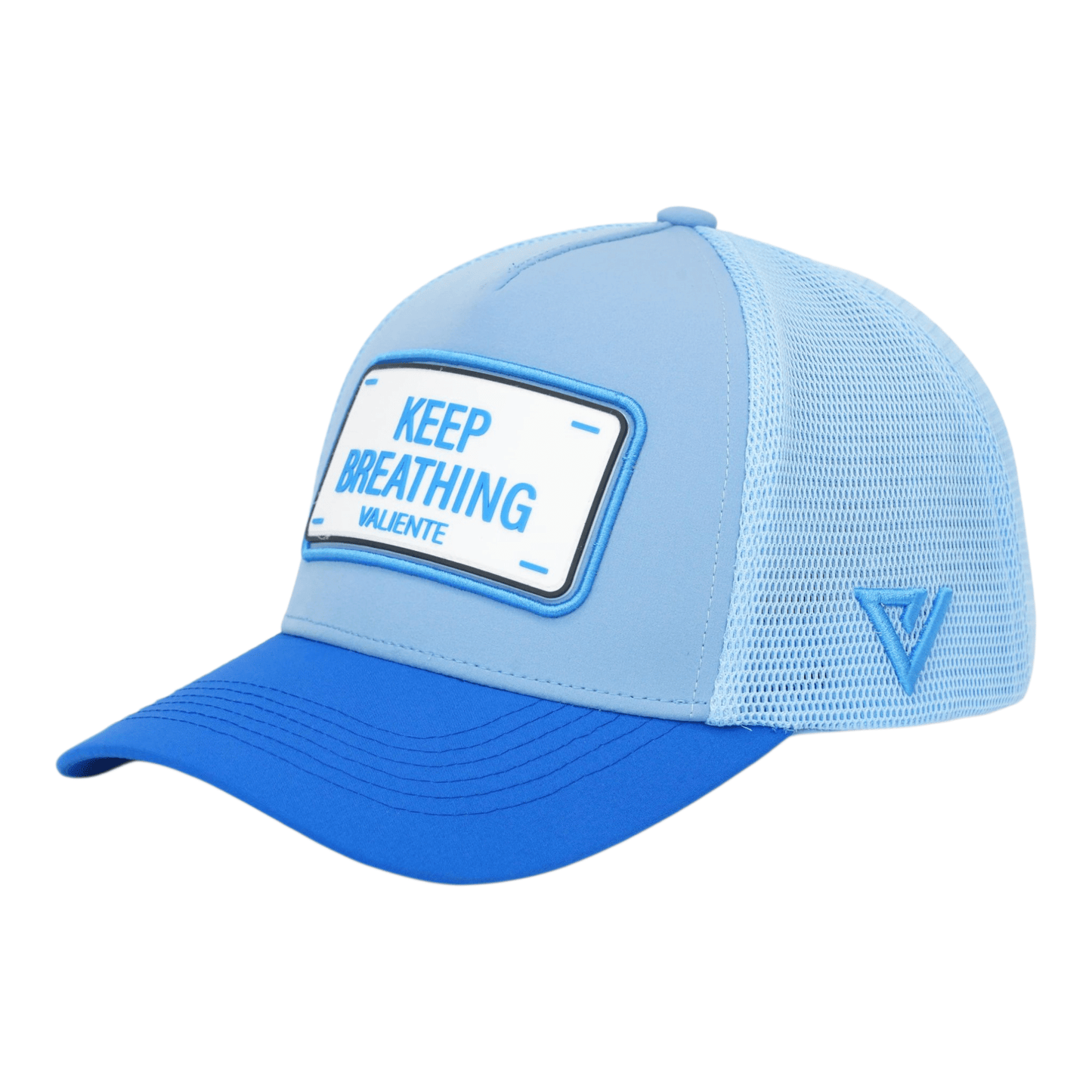"Keep Breathing" Trucker Hat Premium Rubber Logo - valientecaps