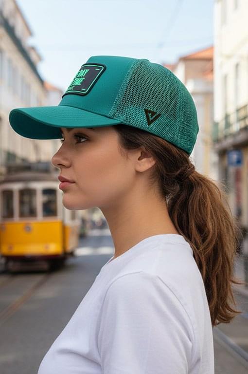 
                  
                    "One Day at a Time" Trucker Hat Premium Rubber Logo - valientecaps
                  
                