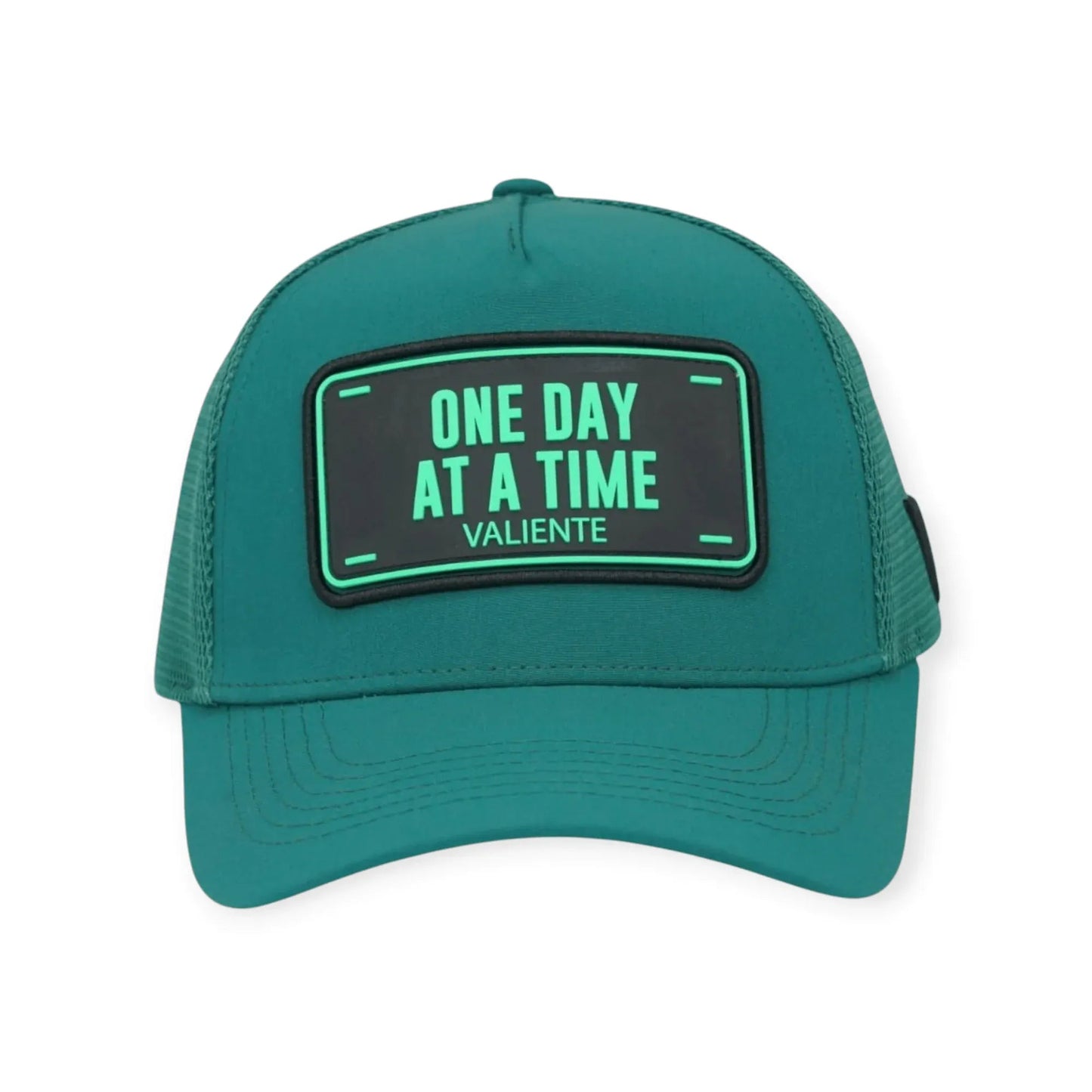 
                  
                    "One Day at a Time" Trucker Hat Premium Rubber Logo - valientecaps
                  
                