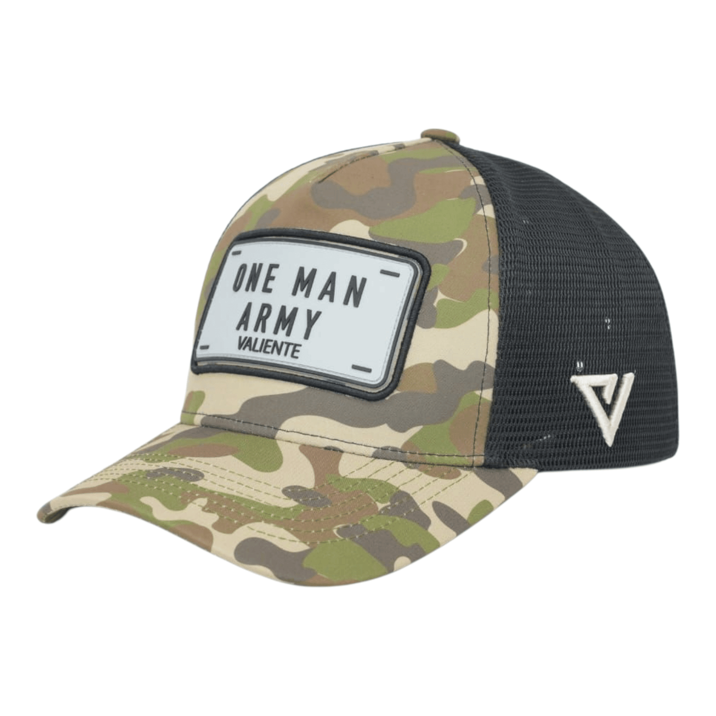 "One Man Army" Trucker Hat Premium Rubber Logo - valientecaps