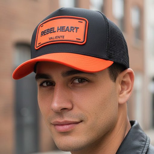 "Rebel Heart" Trucker Hat Premium Rubber Logo - valientecaps