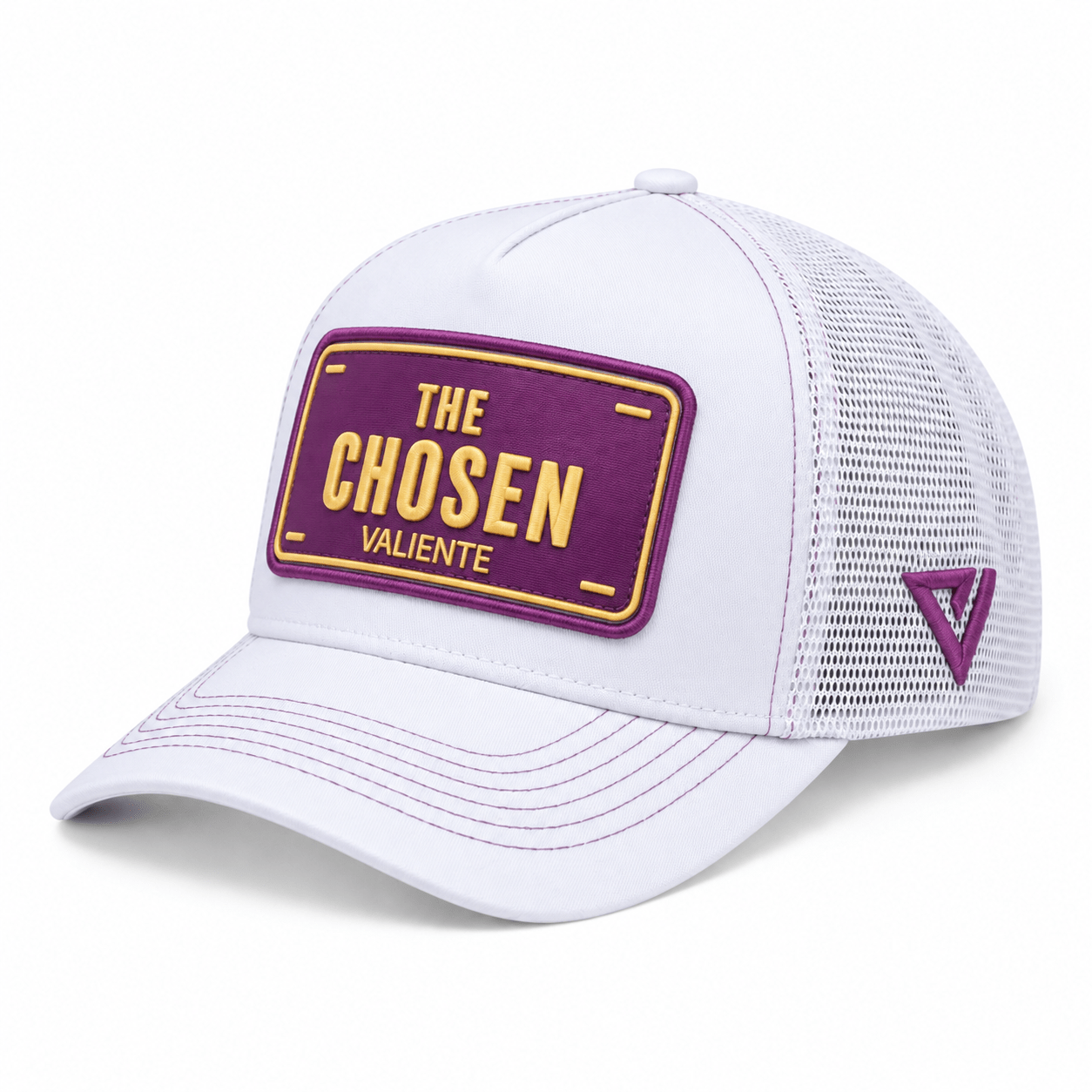 "The Chosen" Trucker Hat Premium Rubber Logo - valientecaps